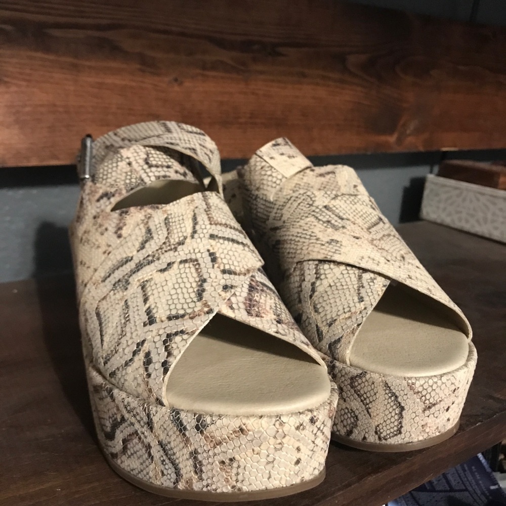 Natural Snakeskin Runaway Wedge or Flatform